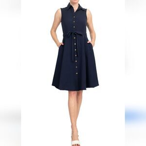 Sharagano Navy Blue Shirtwaist Dress
